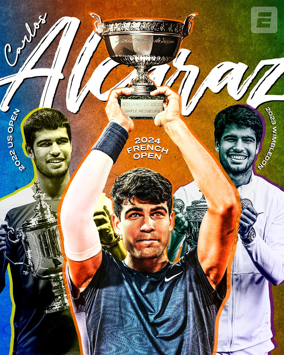 21-YEAR-OLD CARLOS ALCARAZ BECOMES THE YOUNGEST MAN TO WIN A MAJOR FINAL ON ALL THREE SURFACES 🔥
