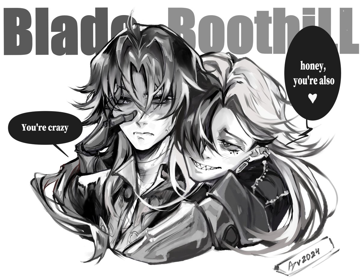 Ann_Bell_chan's tweet photo. A sketch with two of my favorite men😜// They have a special connection🥰
#hsr #hsrart #HonkaiStaRrail #boothillhhsr #bladehsr https://t.co/nLby26vYfW