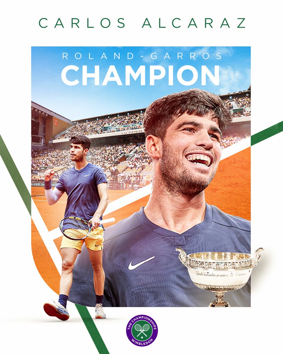 The man for all surfaces 🏆
 
Carlos Alcaraz is the Roland-Garros champion, and the youngest player to win a men's Grand Slam singles title on grass, hard and clay  🇪🇸