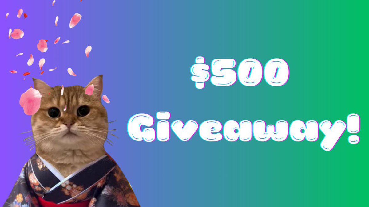 To celebrate the continuous growth of our beloved $COK, we are giving away $500 to the $COK community 🎁

To be eligible:

- Like &amp; RT
- Follow <a href="/catownkimono/">Cat Own Kimono</a>
- Comment SOL addy + Tag 3 frens

Lasts 72h ⏰

#KimonoStaysOn