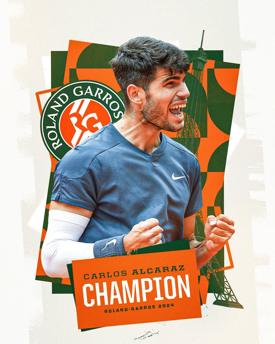 IMG Tennis (@imgtennis) on Twitter photo YOUR 2024 <a href="/rolandgarros/">Roland-Garros</a> CHAMPION 🏆
Congratulations <a href="/carlosalcaraz/">Carlos Alcaraz</a> on your first Roland-Garros title! YOUR 2024 <a href="/rolandgarros/">Roland-Garros</a> CHAMPION 🏆
Congratulations <a href="/carlosalcaraz/">Carlos Alcaraz</a> on your first Roland-Garros title!