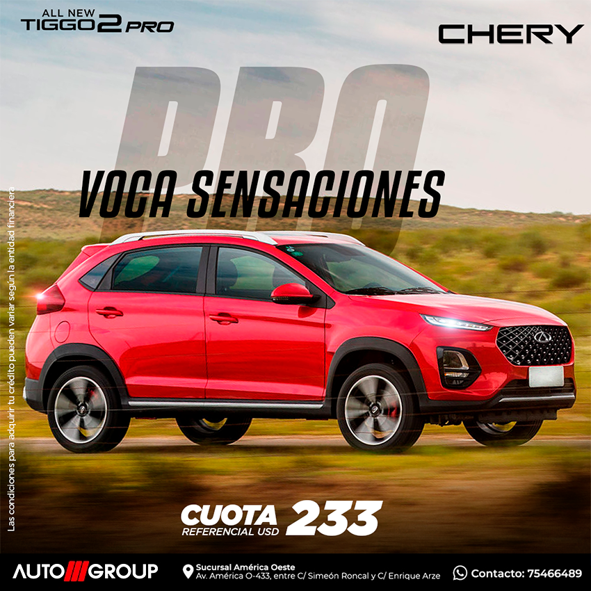 Promoenlinea's tweet photo. Tiggo 2 PRO versión STYLE
Cotiza tu Chery ahora: https://t.co/gIDatY4Sg4
AUTO///GROUP
Contacto: 75466489
Showroom: Av. América O-433, entre C/Simeón Roncal y C/Enrique Arze.
Facebook: https://t.co/fjzrP7XalJ
#CheryBolivia #Tiggo2Pro #autogroup #cherycochabamba https://t.co/MoX6fJVG3F