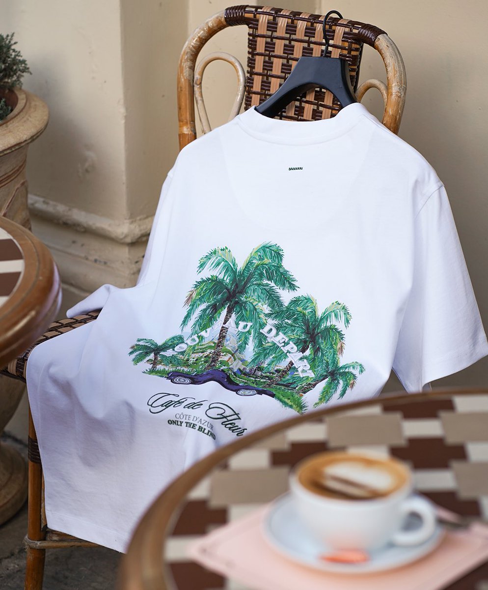 OnlyTheBlind's tweet photo. Our best-selling Cafè de Fleur T-Shirt is back and reimagined. With updated artwork and 3D embroidery, this is the perfect piece to elevate your summer wardrobe 🌴 #onlytheblind https://t.co/jb6tOSk5dB