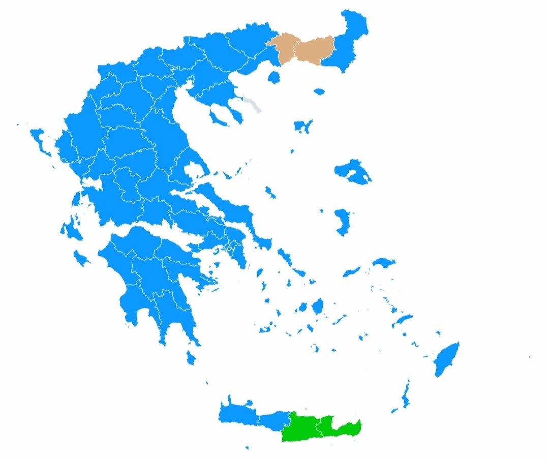 DrMehmethsngl's tweet photo. Teşekkürler Batı Trakya Türk Azınlığı. 2014 ve 2019'da olduğu gibi yine tek yürek olarak DEB Partisine sahip çıktığınız için.

Alttaki harita an itibari ile Yunanistan İçişleri Bakanlığının 2024 Avrupa Parlamentosu Seçim Sonuçlarını yansıttığı seçim sonuç ekranının haritasıdır. 

Batı Trakya Türk Azınlığının yoğun yaşadığı Gümülcine ve İskeçe İllerimizin farklı renge boyanması demek, Yunan Devlet Politikası olarak siz ne derseniz deyin "BİZ AZINLIK OLARAK TÜRKOĞLU TÜRK'ÜZ" diye haykırmak demektir.

"TÜRK'ÜN OYU TÜRK'E" dedik ve azınlık toplumu gereğini yaptı. 

Milletvekili çıkaramayacağımızı bile bile Gümülcine ve İskeçe'de DOSTLUK EŞİTLİK BARIŞ PARTİSİNİ 1. Parti yaptı.

Hem Atina, hem Brüksel sizce bundan daha net bir cevap olabilir mi?
