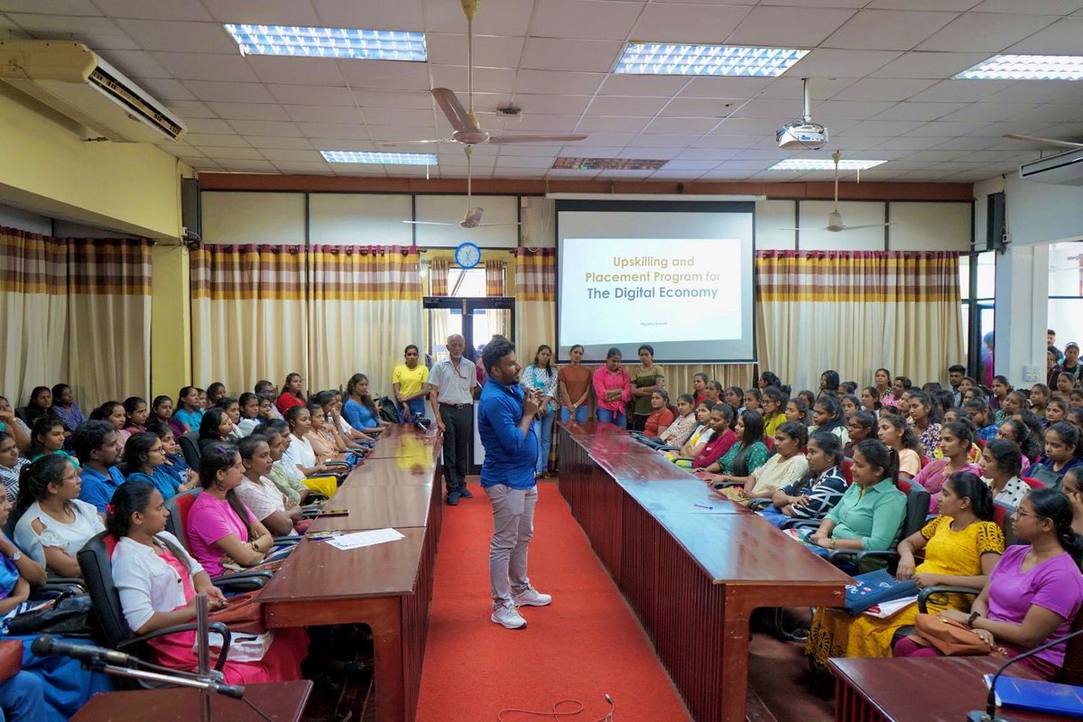 kanakadh's tweet photo. Thrilled to launch the Upskilling and Placement Program for the Digital Economy! Our goal: bridge the gap in IT skill shortage. Today in Kegalle, we held an awareness session on the program to  unemployed grads &amp; NVQ L4 holders #KanakaHerath #MOT #UpskillingProgram #Digiecon2030 https://t.co/gx09xZX8Ts