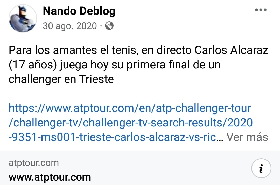 Enhorabuena <a href="/carlosalcaraz/">Carlos Alcaraz</a>, los que te seguimos desde casi el principio estamos  muy orgullosos de ti y muy contentos. Gracias!!!