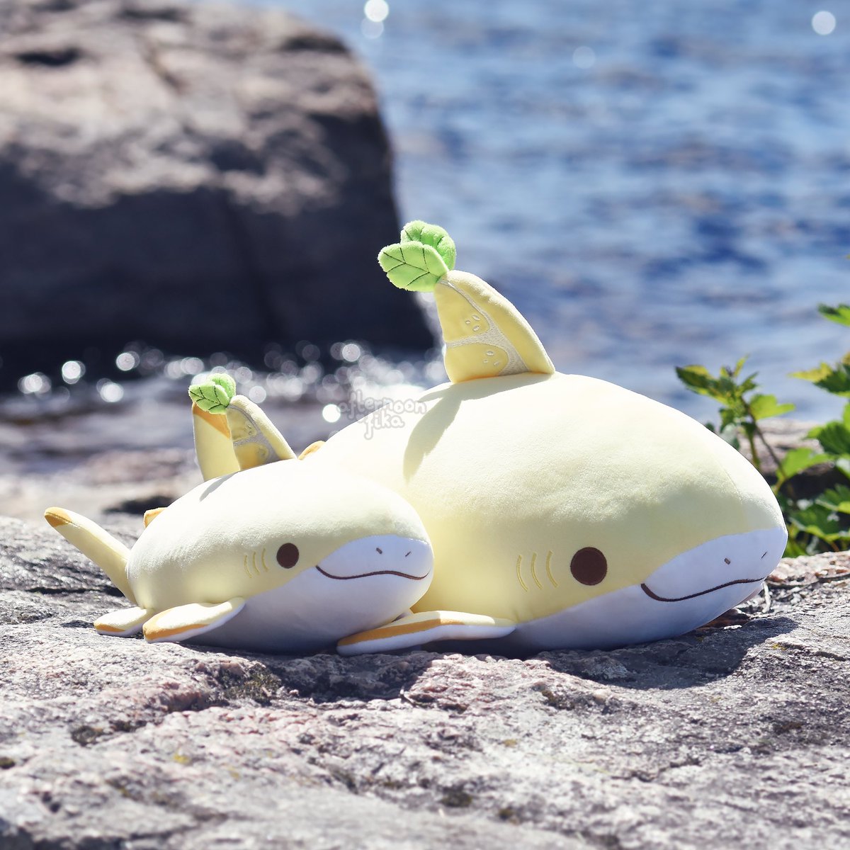 floofyfluff's tweet photo. Yippeee!! Lemon shark and watermelon whale shark plushies are now up for adoption! 🍋🍉 https://t.co/U3Vamg2DIN