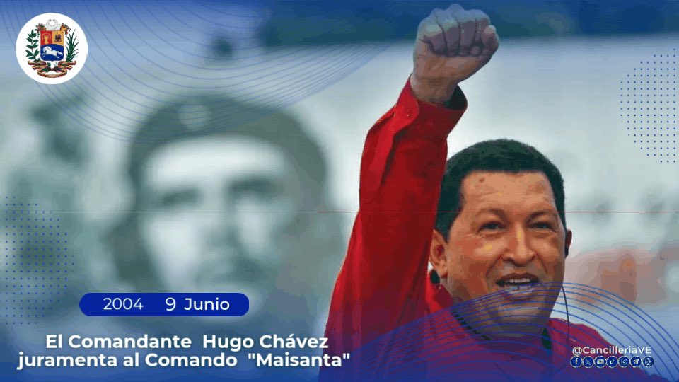 Cancilleria_ve's tweet photo. 🗓️#Efeméride | Tal día como hoy, en el año 2004, el Comandante Hugo Chávez juramenta al Comando Nacional y los Comandos Estadales "Maisanta", dirigidos a conducir la campaña electoral de cara al referéndum revocatorio, reconocida como la Batalla de Santa Inés. https://t.co/U2Edkvy7vu