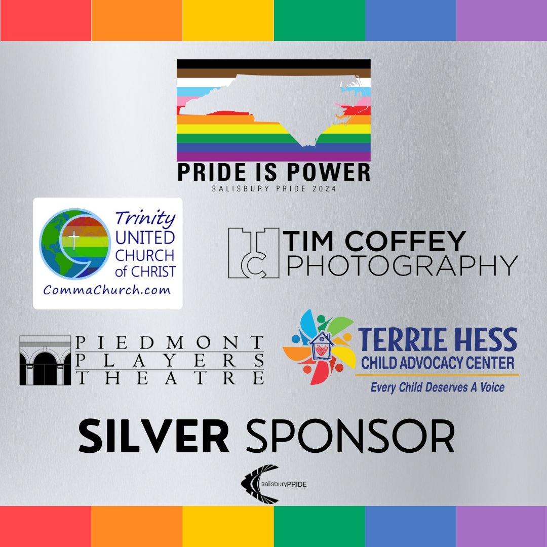 PrideSalisbury's tweet photo. ✨ A huge shoutout to our Silver sponsors! Your generosity lights up Salisbury Pride 2024 and helps us spread the message that Pride is Power.
#SalisburyPride #PrideIsPower #Pride2024 https://t.co/jcfkdprA6m
