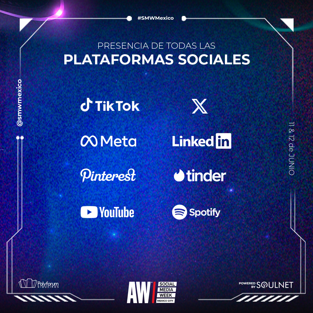 Conoce a los speakers de las redes:
Josué González Hernández <a href="/X/">X</a>,
Rebeca Kaizer &amp; Efrain Mendicuti @TikTok,
Rodrigo Fontes <a href="/Tinder/">Tinder</a>,
Agustín Caso Jacob @PinterestLATAM
Alberto Esparza <a href="/Meta/">Meta</a>,
Borja Castelar @LI_Learning
y muchos más smwmexico.com