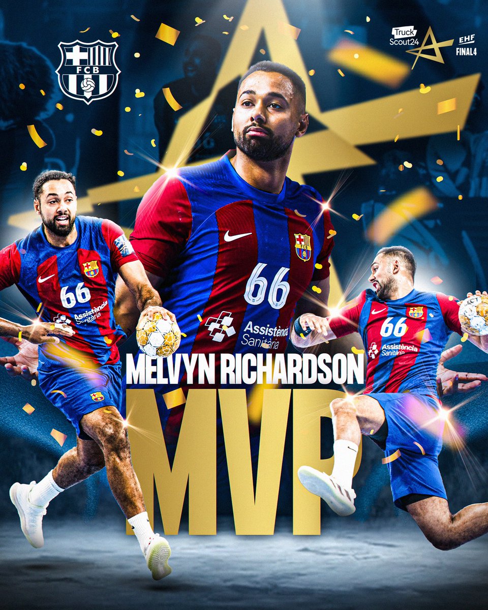 ehfcl's tweet photo. 𝗠𝗲𝗹𝘃𝘆𝗻 𝗥𝗜𝗖𝗛𝗔𝗥𝗗𝗦𝗢𝗡 ✨is the 𝗠𝗩𝗣 𝗼𝗳 𝘁𝗵𝗲 𝗘𝗛𝗙 𝗙𝗜𝗡𝗔𝗟𝟰! What a performance by Barça's star! 🌟👏
Send your 💙❤️ to Melvyn! #ehffinal4 #ehfcl #CLM https://t.co/6pSDz0GwUr