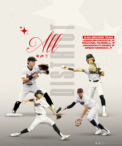 Congratulations to <a href="/CHS_CowboysBB/">Coppell Cowboys Baseball</a> senior <a href="/Michael_russ15/">michael russell</a>, juniors <a href="/minnick_drew/">drew minnick</a> and <a href="/joaquin_oaxaca/">Joaquin Oaxaca</a> and sophomore <a href="/jacksonfloren9/">Jackson Floren</a>  for earning All-District 6-6A Second Team Honors!

#CFND
<a href="/CoppellSports1/">Coppell ISD Athletics Dept</a>