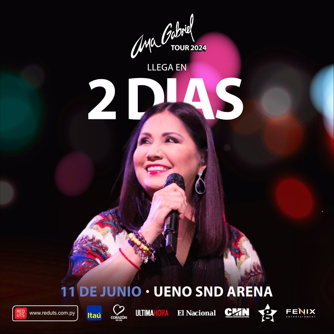 _garziagroup's tweet photo. ⏳ ¡Estamos a solo 2 días de vivir una noche mágica con Ana Gabriel! 🎤 Asegurá tus entradas para el 11 de junio en el UENO SND Arena a través de RED UTS @reduts_py.. 🌟
#AnaGabriel #CuentaRegresiva #2Días #AnaGabrielEnParaguay #11deJunio #UENOSNDArena #RedUTS #ItauParaguay https://t.co/IuEweuXDFG