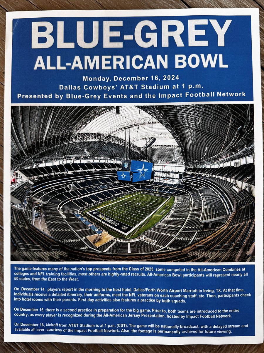 Super thankful and excited to be selected to play in the Blue-Grey All-American Bowl in the Dallas Cowboys Stadium. <a href="/BlueGreyFB/">Blue-Grey All-American Bowl</a> <a href="/CoachAlewis/">Anthony Lewis</a> <a href="/CoachJLord1/">Jalani Lord</a> <a href="/CoachKensey/">Brice Kensey</a> <a href="/Coach_CBooth/">Cody Booth</a>