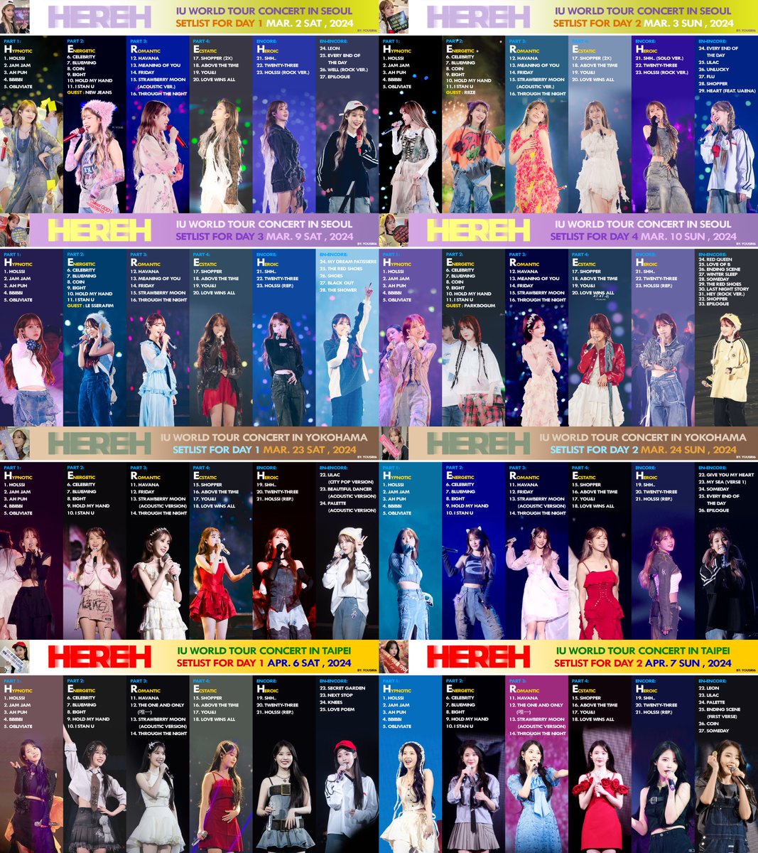 YouSiri7's tweet photo. Setlist Collection : IU 2024 World Tour Concert
Mar,02 - Jun,10
#아이유 #IU #HEREH #WORLD_TOUR_CONCERT https://t.co/yFLn1FxaXS