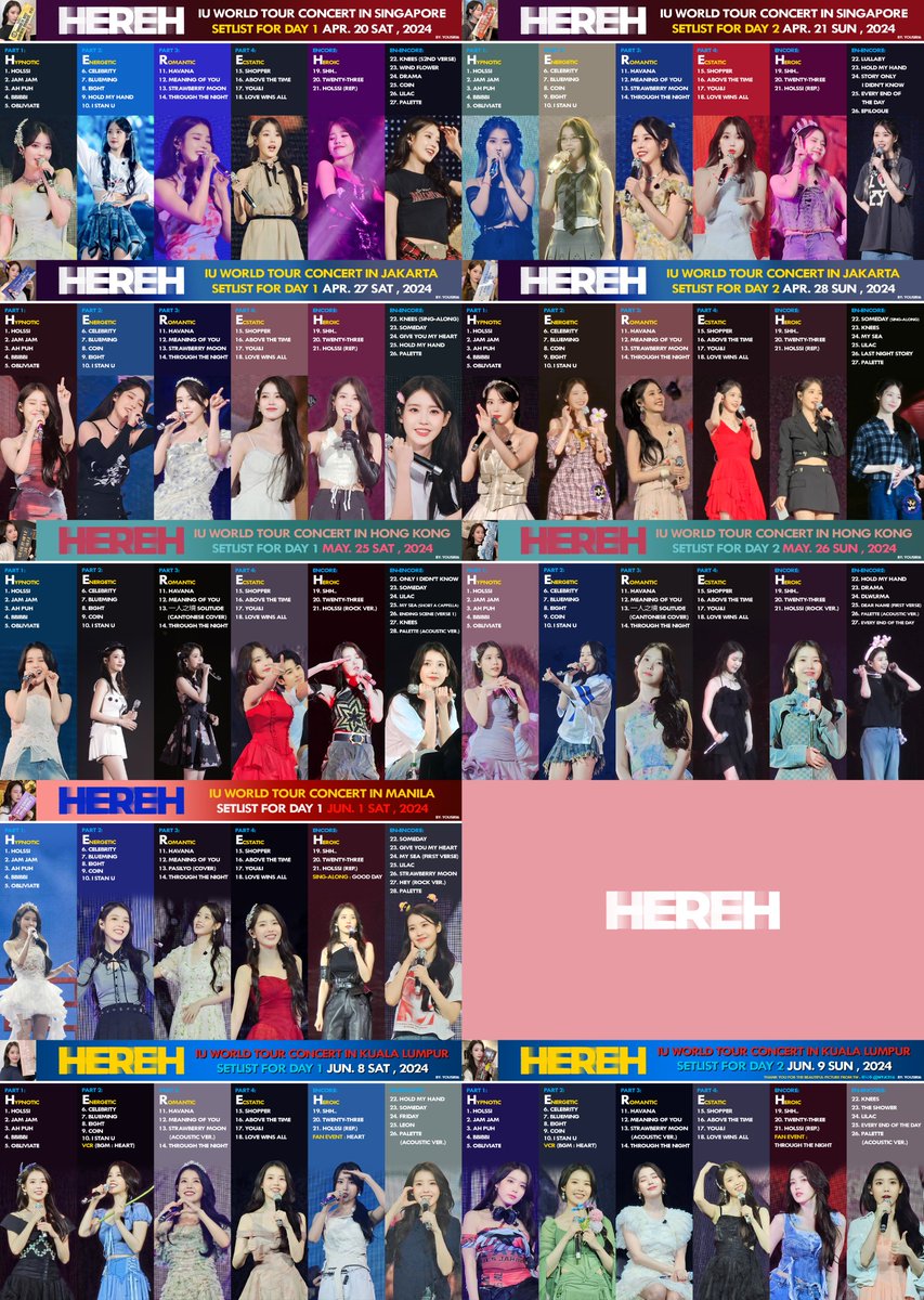 YouSiri7's tweet photo. Setlist Collection : IU 2024 World Tour Concert
Mar,02 - Jun,10
#아이유 #IU #HEREH #WORLD_TOUR_CONCERT https://t.co/yFLn1FxaXS