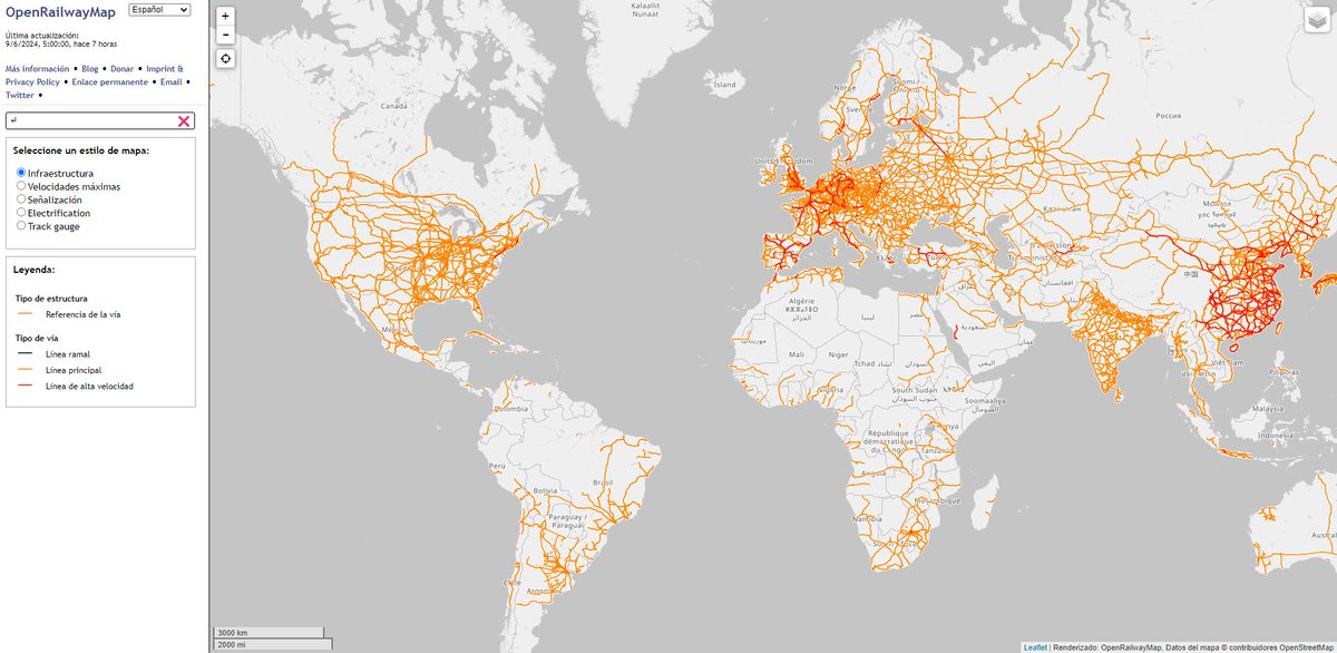 asalmendez's tweet photo. ¡Descubre el mundo ferroviario con #OpenRailwayMap!
🚂¿Eres un apasionado de los trenes? ¿Te fascina la historia y el desarrollo de las redes ferroviarias? ¡Entonces te encantará #OpenRailwayMap! Este proyecto colaborativo, basado en la información de #OpenStreetMap, te invita a explorar un mapa detallado de las líneas de tren activas y abandonadas de México y del mundo.
Características principales:
Cobertura global: Navega por una red ferroviaria virtual que abarca desde las principales metrópolis hasta los rincones más remotos del planeta.
Información actualizada: Accede a datos precisos sobre el estado actual de las líneas, incluyendo su tipología, velocidad máxima y señalización.
Historial ferroviario: Revive el pasado ferroviario al descubrir líneas desmanteladas y estaciones olvidadas.
Contribución abierta: Únete a la comunidad de editores y aporta tu conocimiento para mejorar y ampliar el mapa.
¿Cómo participar?
1- Crea una cuenta en OpenStreetMap: El proceso es sencillo y gratuito.
2- Agrega o edita información desde OpenStreetMap: Comparte tus datos sobre líneas ferroviarias, estaciones y otros elementos relevantes.
3- Observa los cambios en tiempo real: Tus contribuciones se reflejarán instantáneamente en #OpenRailwayMap.
¿Necesitas ayuda?
No dudes en contactarme si tienes alguna pregunta o requieres asistencia para editar la información. ¡Estoy aquí para ayudarte a explorar el apasionante mundo de los ferrocarriles!
Sumérgete en la aventura ferroviaria y descubre #OpenRailwayMap. ¡Comparte tu experiencia con tus amigos y colabora para construir un mapa aún más completo y preciso!
Link: https://t.co/E5B6KZVK5r