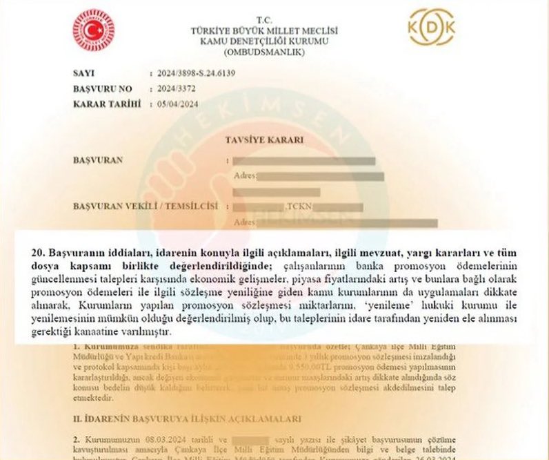 Adlipersonel's tweet photo. Kamu Denetçiliği Kurumunun kanaati açıktır.

Sayın Bakan @yilmaztunc'un promosyonun güncelleneceği hususunda sözü mevcuttur.

Adalet Bakanlığı'nın yazdığı müzekkereye cevap dahi sunmaya @VakifBank ayağını denk almalıdır!

#ADALETsizVakıfbank https://t.co/De7aaiZF3m