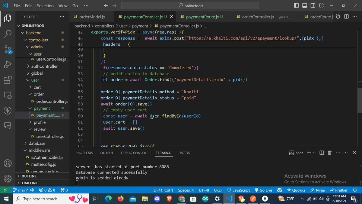 25Skip31783's tweet photo. "In #LSPPday9, I am working on the integration of the Khalti payment gateway. Unfortunately, I'm not getting the expected result. I'll continue tomorrow.
@lftechnology
#LearningWithLeapfrog #60DaysOfLearning2024 https://t.co/5IKWnpbKjH