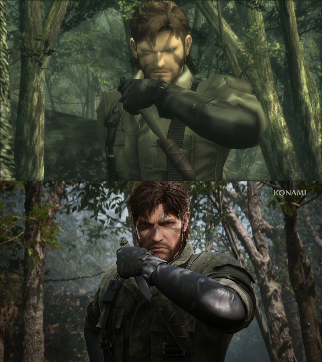 MetalGear_QWC's tweet image. Did a couple comparison screens of the new Metal Gear Solid Delta: Snake Eater trailer❗(1-4)