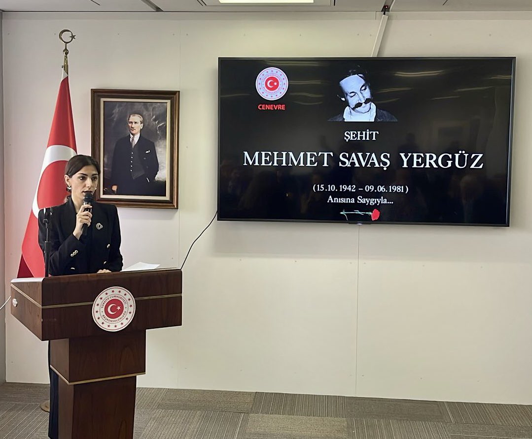 TC_CenevreBK's tweet photo. Başkonsolosluğumuz mensubu Mehmet Savaş Yergüz’ü ASALA terör örgütü tarafından şehit edilişinin 43. yılında düzenlediğimiz törende saygı ve rahmetle andık.
@TC_Disisleri 
@TC_BernBE https://t.co/eKbQBwYLYq