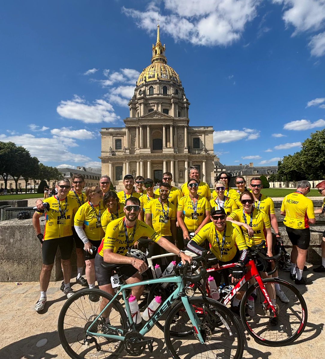 FlutterEnt's tweet photo. #London2Paris24? Completed it! 👏👏👏 Huge congratulations to all of the riders, particularly the #FlutterFamily who got involved as part of our commitment to give back to our communities, raising money for @CureLeukaemia. An incredible feat, now for a rest! #DoMore https://t.co/4y3tU4GpII
