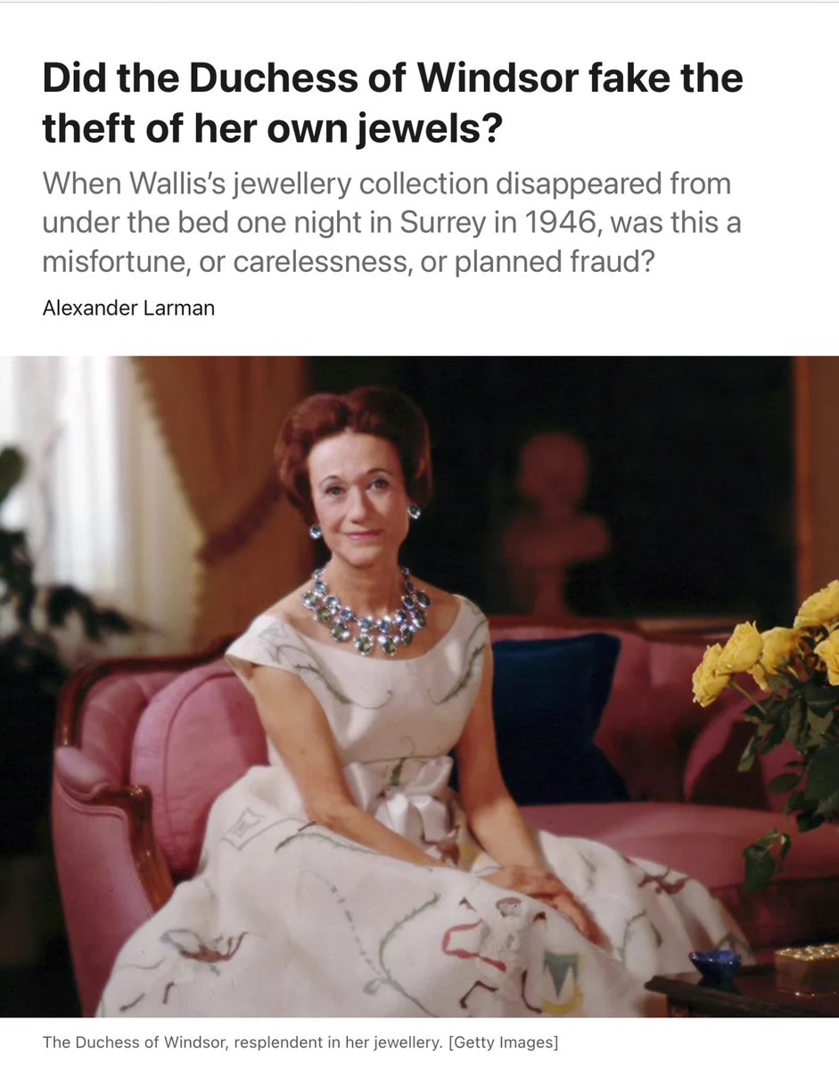 JenCarsonTaylor's tweet photo. From The Spectator: the Duchess of Windsor and her stolen jewels https://t.co/988hWpicmZ