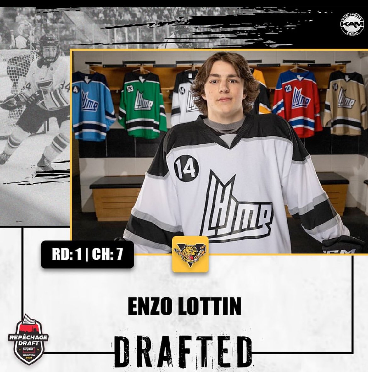 Enzo Lottin, 7 overall <a href="/TigresVicto/">Tigres de Victoriaville</a> #QMJHLDraft