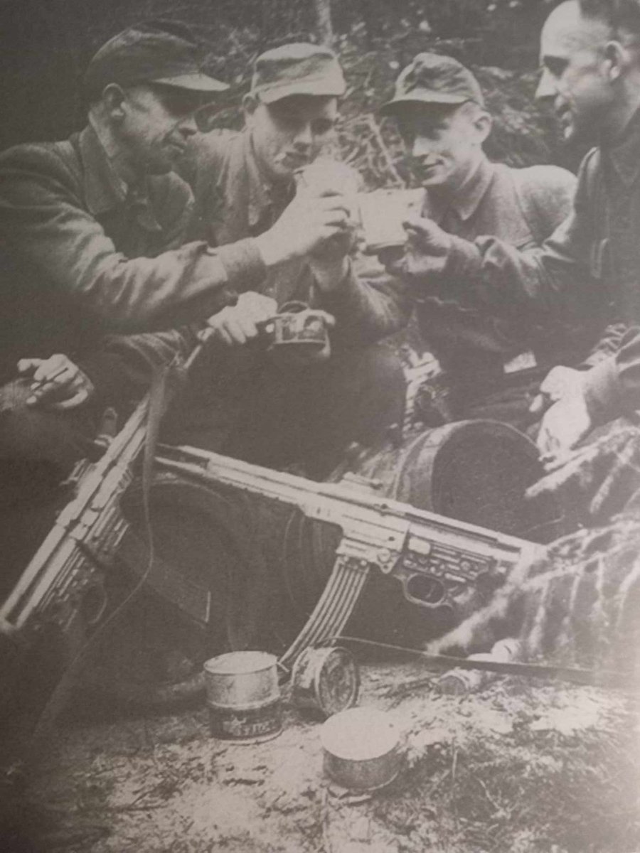 Members of the "Peteris" national partisan group celebrating Midsummer Eve (Jāņi), Talsi District, 1949. #Latvia #Baltics  

(Photo left: Jānis Prauliņš and fourth, Jānis Gura)