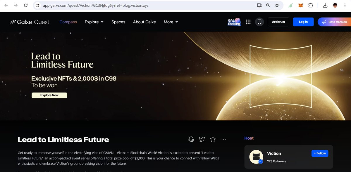 tyler_de_hero's tweet photo. Hello Friends
Get ready to dive into the "Lead to Limitless Future" event happening at GM Vietnam Blockchain Week, courtesy of @VictionEco
Here's how you can earn a share of the $2,000 prize pool in C98 and win exclusive #NFTs
A thread🧵
@gmvn_official #LeadToLimitlessFuture #Viction