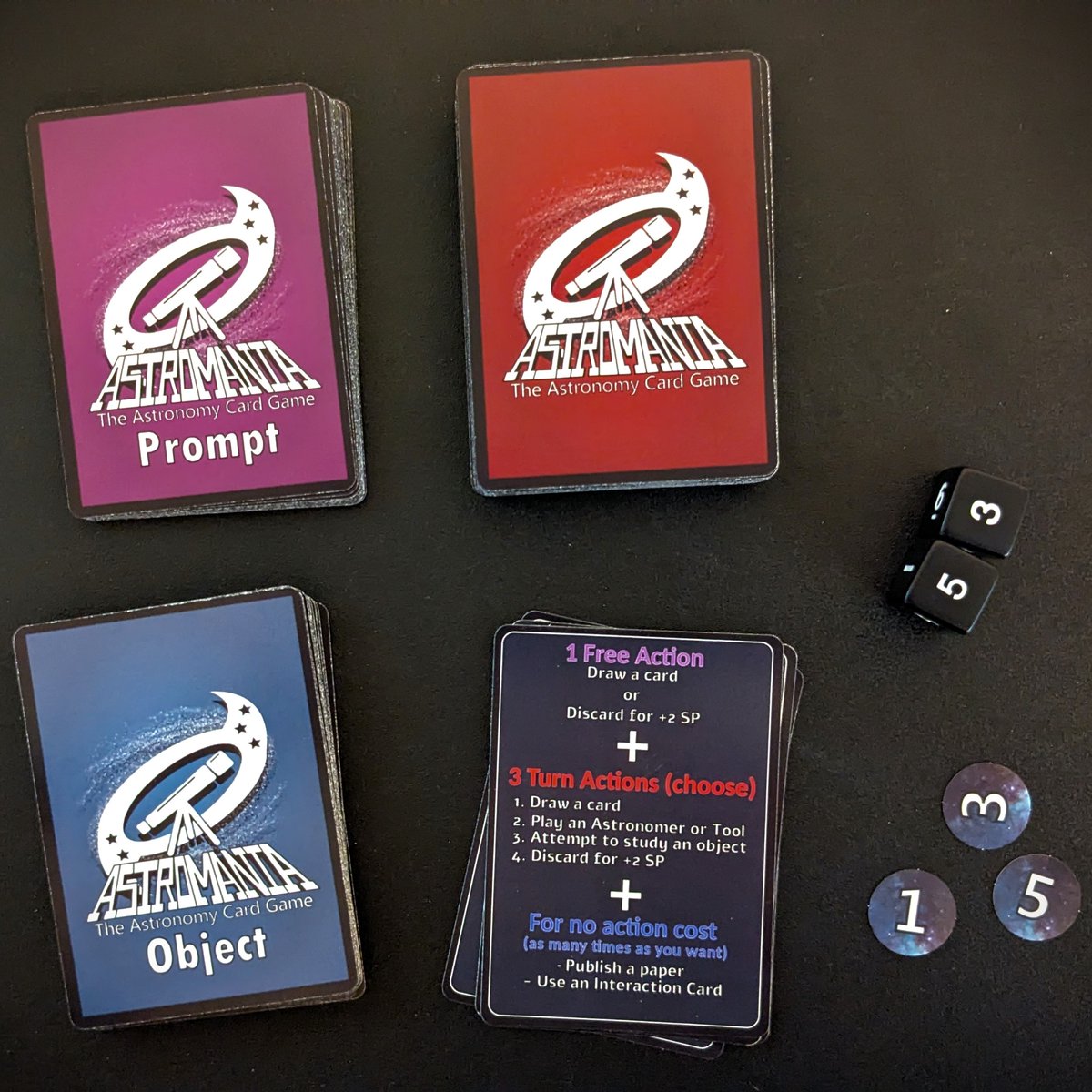 astrocardgame's tweet photo. First copy of the final prototype arrived in Pittsburgh last week! 
Here are some shots of the box, its contents, and the game in action 🔭 
Buy your copy at : https://t.co/FGPPfGa2YI https://t.co/tCu2enClEK