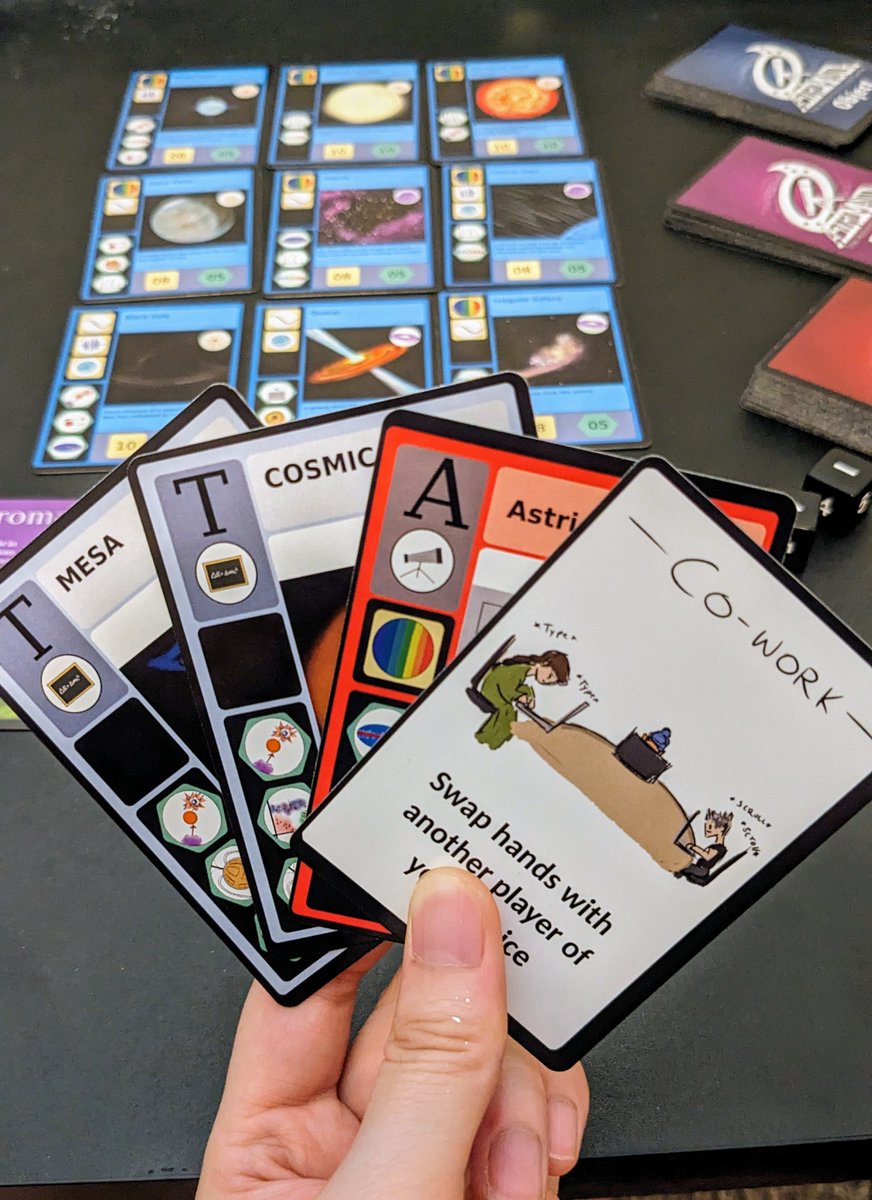 astrocardgame's tweet photo. First copy of the final prototype arrived in Pittsburgh last week! 
Here are some shots of the box, its contents, and the game in action 🔭 
Buy your copy at : https://t.co/FGPPfGa2YI https://t.co/tCu2enClEK