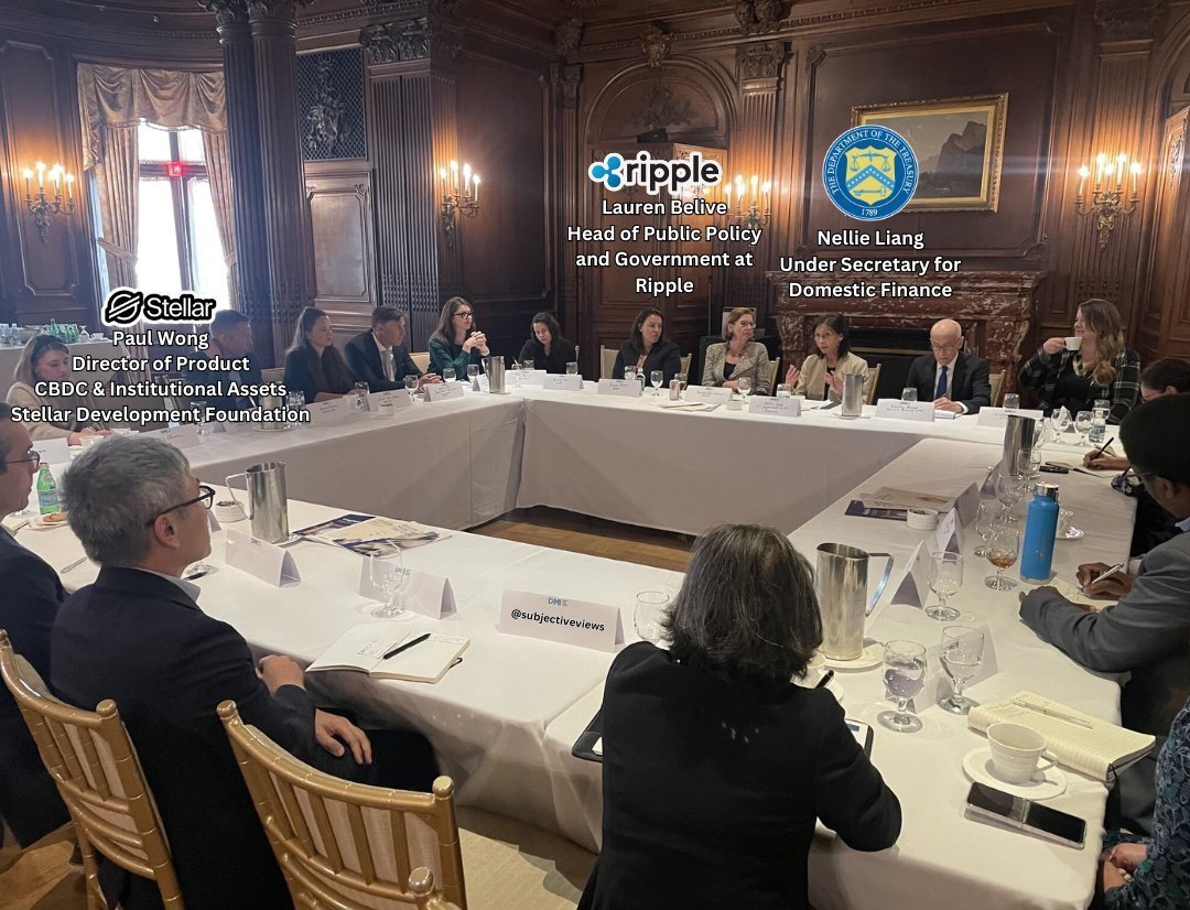 💥💥💥 𝗥𝗶𝗽𝗽𝗹𝗲 - 𝗦𝘁𝗲𝗹𝗹𝗮𝗿 &amp; 𝗨.𝗦. 𝗧𝗿𝗲𝗮𝘀𝘂𝗿𝘆! 🇺🇸💥💥

<a href="/Ripple/">Ripple</a> &amp; <a href="/StellarOrg/">Stellar</a> Joined A Round Table Discussion With Nellie Liang, The Secretary for Domestic Finance at the U.S. Treasury Department!! 👀🇺🇸

🗓 In Washington DC, April 23, 2024 --

🔹 Delved into