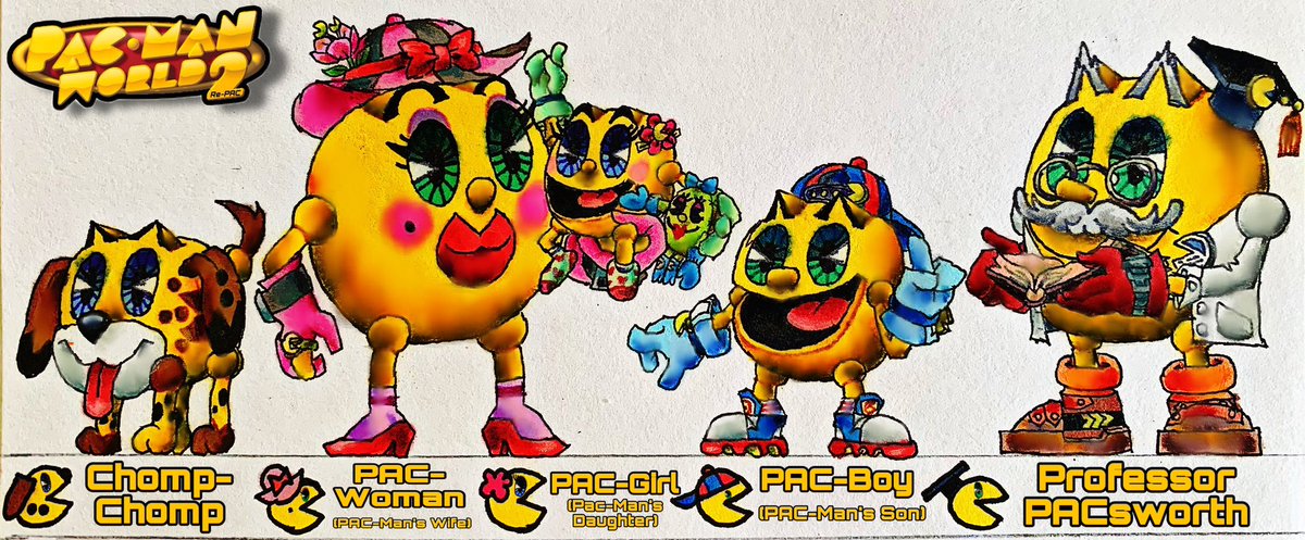 duda_wilson's tweet image. @BandaiNamcoUS @rNintendoSwitch The PAC-Family will cheer for PAC-Man for returning the Golden fruit 🍎 🍌 and defeating Spooky #Pacman #PacManWorld2 #RePac #Remake #PacLand
