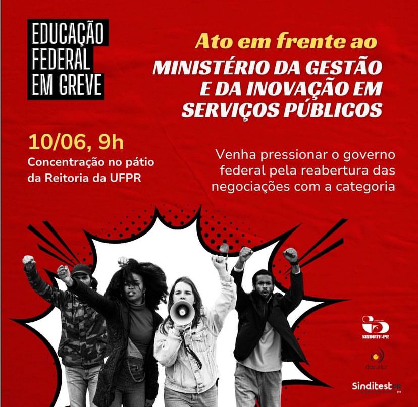 APUFPR's tweet photo. 🚨 Nesta segunda-feira (10), faremos um ato unificado da educação federal no Ministério de Gestão e Informação (MGI) em Curitiba!

https://t.co/jgF78XLDKB https://t.co/xJ5UIHZQeX