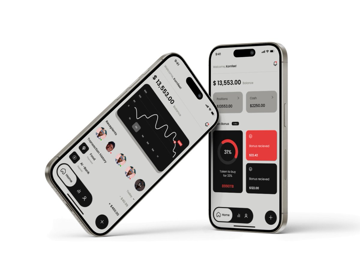korn_fee_dence's tweet photo. Spent the day crafting a UI design concept for a Fintech application. Clean, modern, and user-friendly  💰📈 #Fintech #UIDesign #SundayDesign #MobileAppDesign https://t.co/hWlsqrycv1