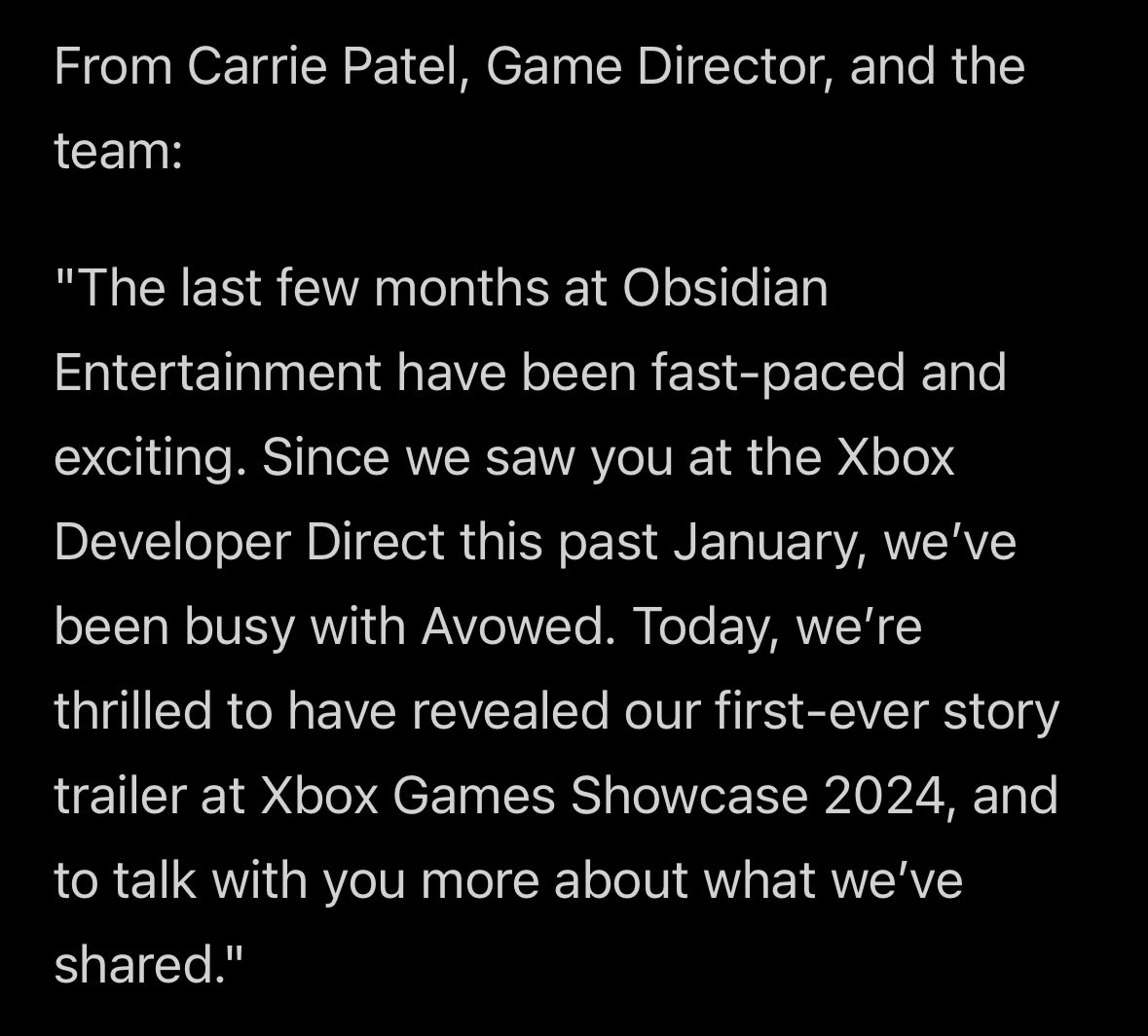 Obsidian has quickly scrubbed the mention of November 12th for