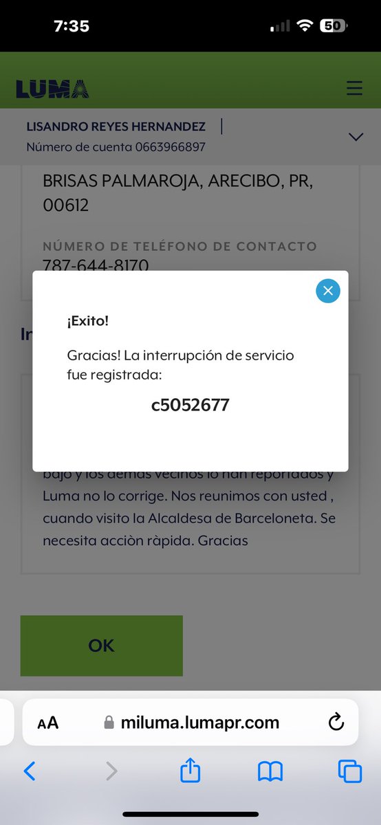 LichieR's tweet photo. @lumaenergypr con este # de querella, decimos q el voltage en Palma
Roja, Islote Arecibo es de 98. Residente hicieron querella hace dos semanas. Luma es ineficiente. @jayfonsecapr @Jenniffer https://t.co/0ninFswkgc