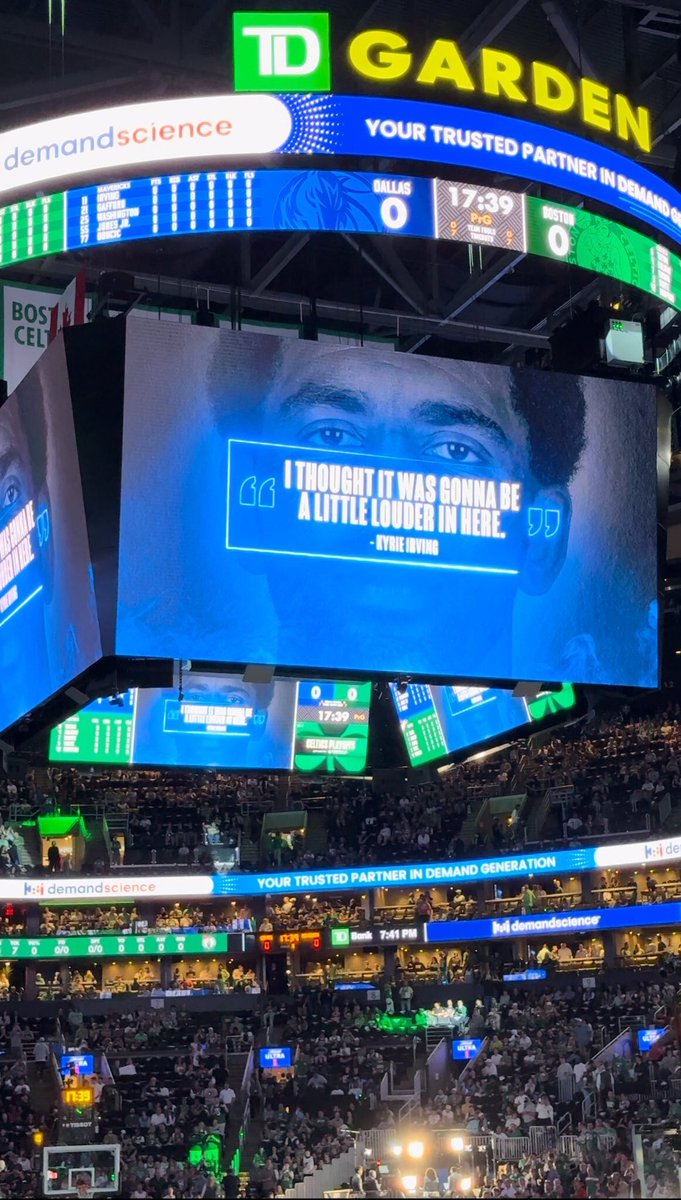 Celtics put Kyrie Irving’s quote from Game 1 on the jumbotron to hype up TD Garden 👀

(via <a href="/BenGolliver/">Ben Golliver</a>)