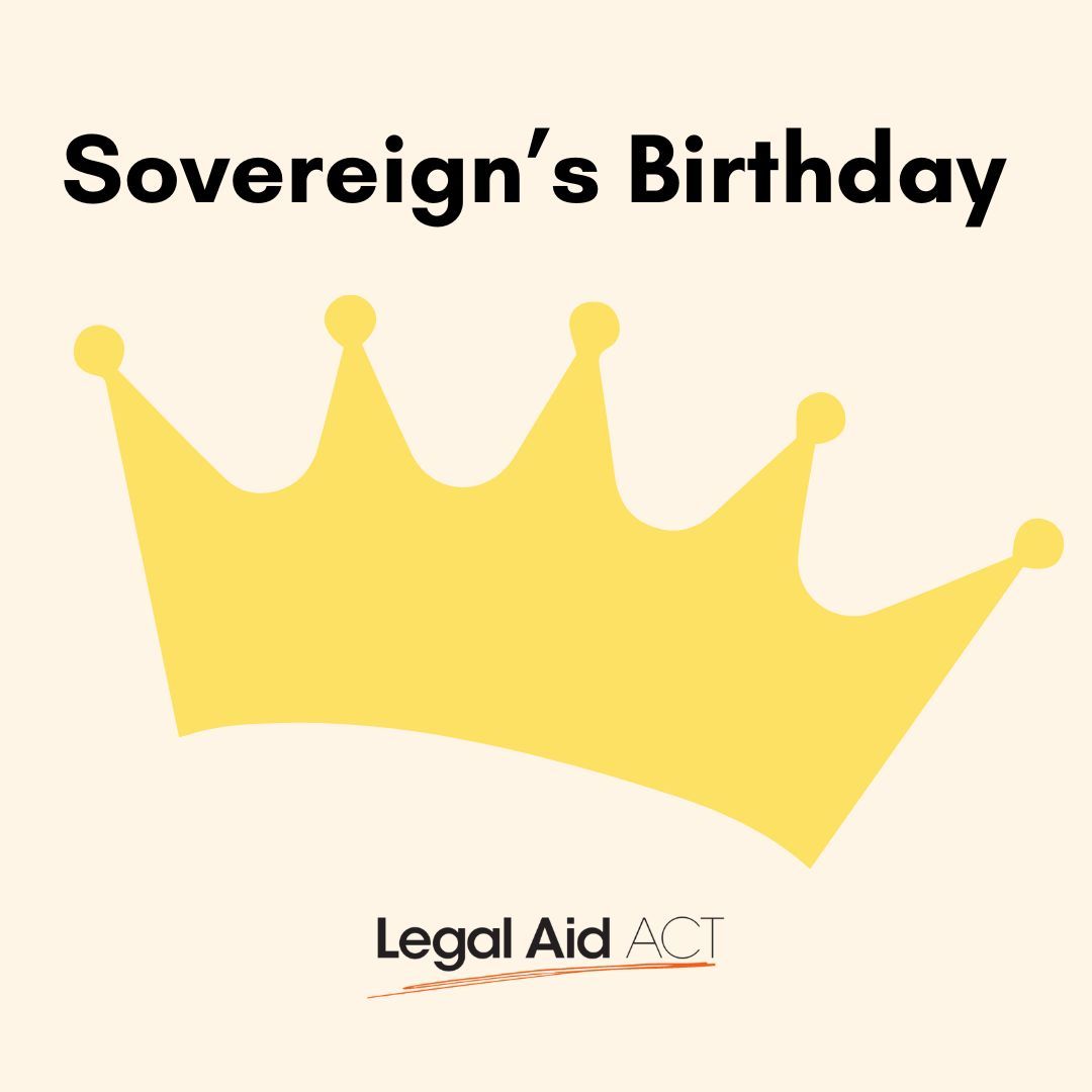 YLCACT's tweet image. Youth Law Centre ACT is closed today for the Sovereign’s Birthday public holiday.
Our office will re-open on Tuesday June 11.