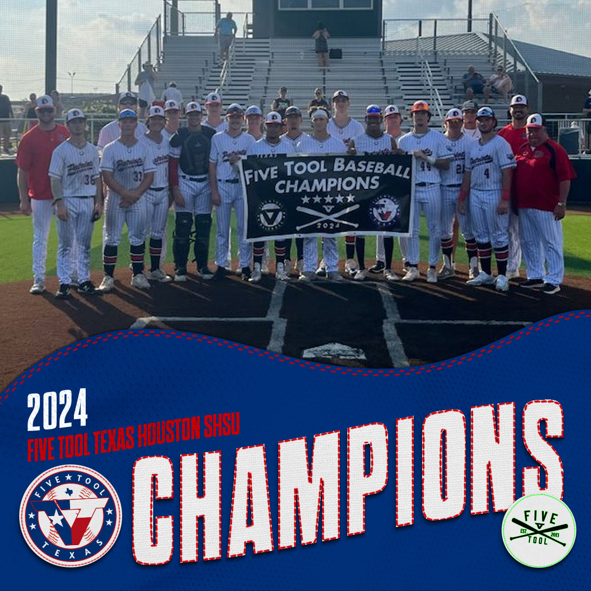 ✭Five Tool Texas✭ (@fivetooltexas) on Twitter photo 🏆CHAMPIONS 🏆
Congrats to <a href="/DallasPatriots/">Dallas Patriots</a> on winning the 17U/18U National Championship of the <a href="/FiveTool/">Five Tool Baseball</a> Houston SHSU!
#WatchEm 🏆CHAMPIONS 🏆
Congrats to <a href="/DallasPatriots/">Dallas Patriots</a> on winning the 17U/18U National Championship of the <a href="/FiveTool/">Five Tool Baseball</a> Houston SHSU!
#WatchEm