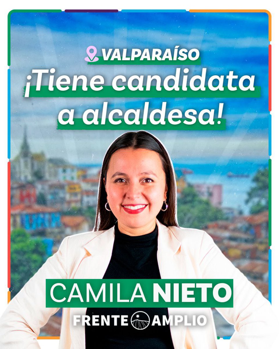 👏¡Felicitaciones compañera <a href="/camilanietoh/">Camila Nieto</a>, por haber sido electa candidata del pacto Contigo Chile Mejor en las elecciones para la Alcaldía de Valparaíso de octubre próximo!

La comuna tiene la oportunidad de elegir una alcaldesa que le devolverá sus colores para vivir mejor🚡