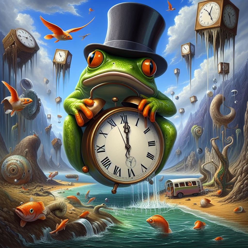 SavenSatow's tweet photo. "Time Day" by Saven Satow with AI
#TimeDay
#TreeFrog
#Rain
#June10th
#Japan
#Surrealism
#art
#ai https://t.co/zv1ISY0xE0
