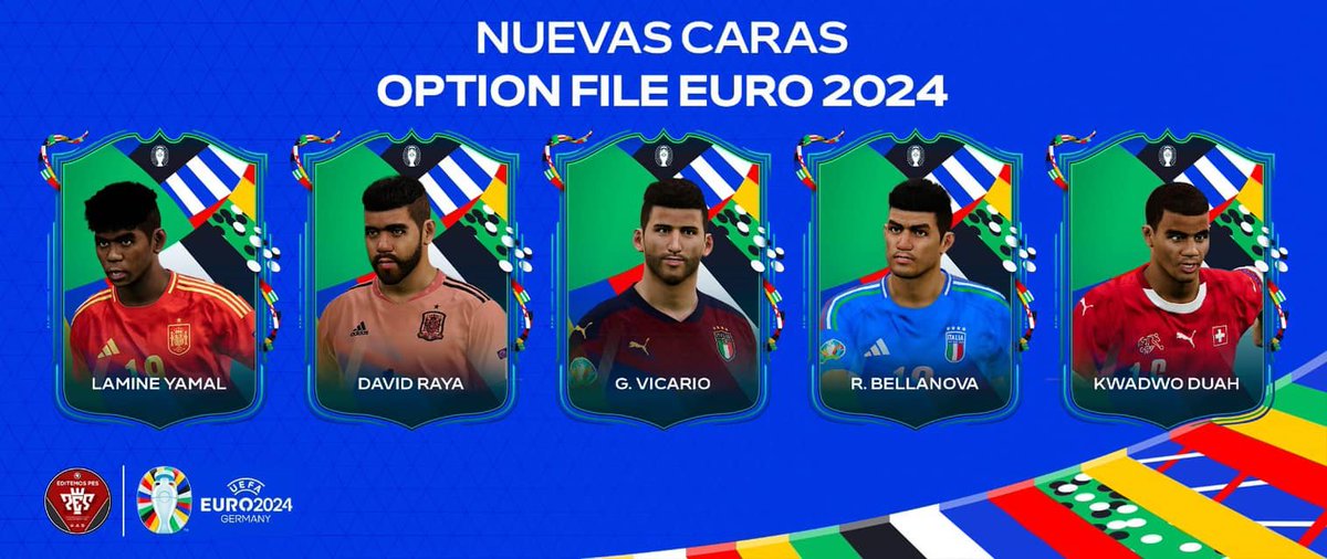 EditemosPES's tweet photo. ¡Descarga ya el Option File de la Eurocopa 2024 para PES 2021! ⚽

🌍 24 equipos participantes + 9 de los playoffs
📋 Convocatorias actualizadas
🎮 Añadidas nuevas faces, kits, sponsors.
🔗 Más información: https://t.co/d0aeU4rXGW

¡No te lo pierdas!

#PES2021 #Euro2024 #OptionFile #EditemosPES