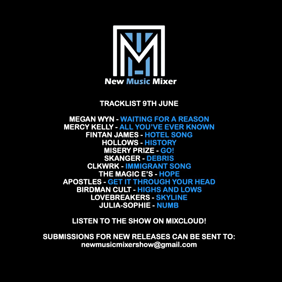 New Music Mixer (@newmusicmixer1) on Twitter photo Latest show out now! Coming up <a href="/megannwyn/">Megan Wyn</a> <a href="/MercyKelly_Band/">MERCY KELLY</a> <a href="/HollowsUk/">Ho||ows</a> <a href="/MiseryPrize/">Misery Prize</a> <a href="/wearemagicuk/">The Magic Es</a> <a href="/apostlesbanduk/">Apostles</a> <a href="/birdmancult/">birdmancult</a> <a href="/LOVEBREAKERSx/">LOVEBREAKERS</a> <a href="/juliasophiex0x/">Julia-Sophie</a>
mixcloud.com/newmusicmixer/⊠Latest show out now! Coming up <a href="/megannwyn/">Megan Wyn</a> <a href="/MercyKelly_Band/">MERCY KELLY</a> <a href="/HollowsUk/">Ho||ows</a> <a href="/MiseryPrize/">Misery Prize</a> <a href="/wearemagicuk/">The Magic Es</a> <a href="/apostlesbanduk/">Apostles</a> <a href="/birdmancult/">birdmancult</a> <a href="/LOVEBREAKERSx/">LOVEBREAKERS</a> <a href="/juliasophiex0x/">Julia-Sophie</a>
mixcloud.com/newmusicmixer/âŠ