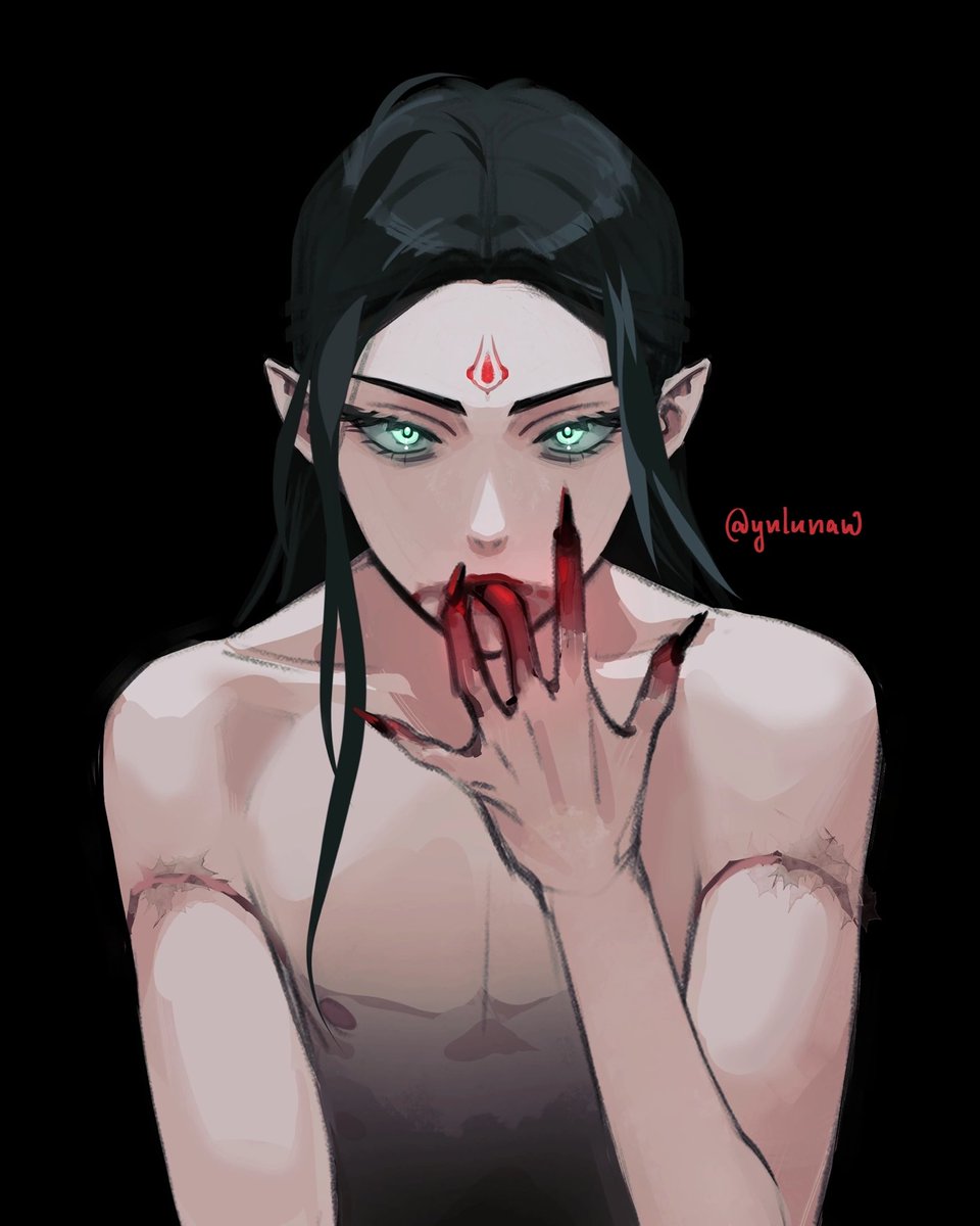 yulunaw's tweet photo. #svsss #shenjiu 
#bingjiu au in which after the first extra Bingge turns Shen Jiu into a demon to revive him. 
Heavenly demon blood regenerates his body and his soul returns. And the first thing Shen Jiu does is rip into Bingge’s throat, of course https://t.co/TMhM6rxK3D