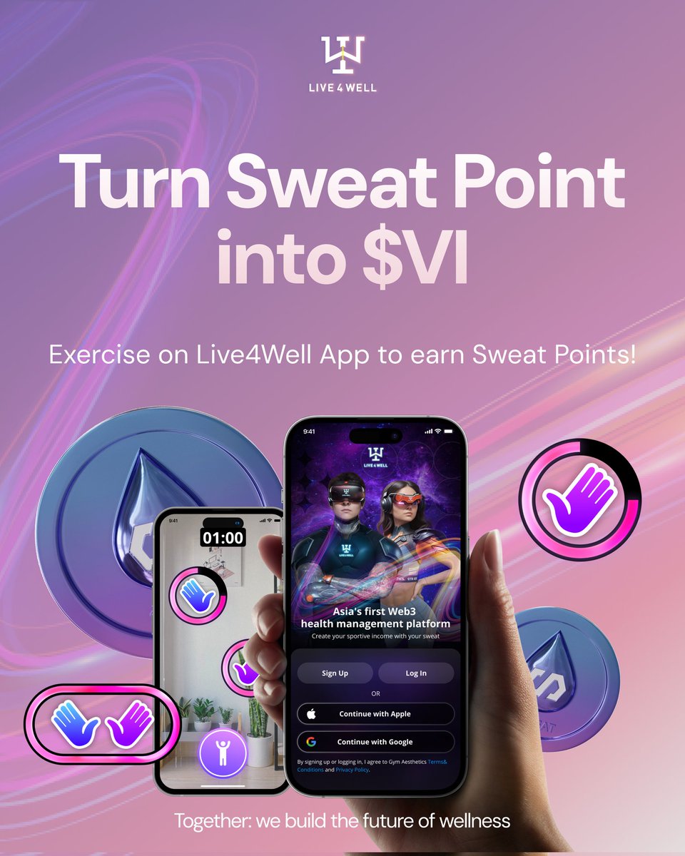 ✨DO YOU KNOW YOU CAN BE WORKING OUT AND CASHING OUT !
💡Live4well is a health and wellness platform that rewards users physically and digitally.
Earn Sweat points through the app and $VI pass to exchange for real incentives 💰.