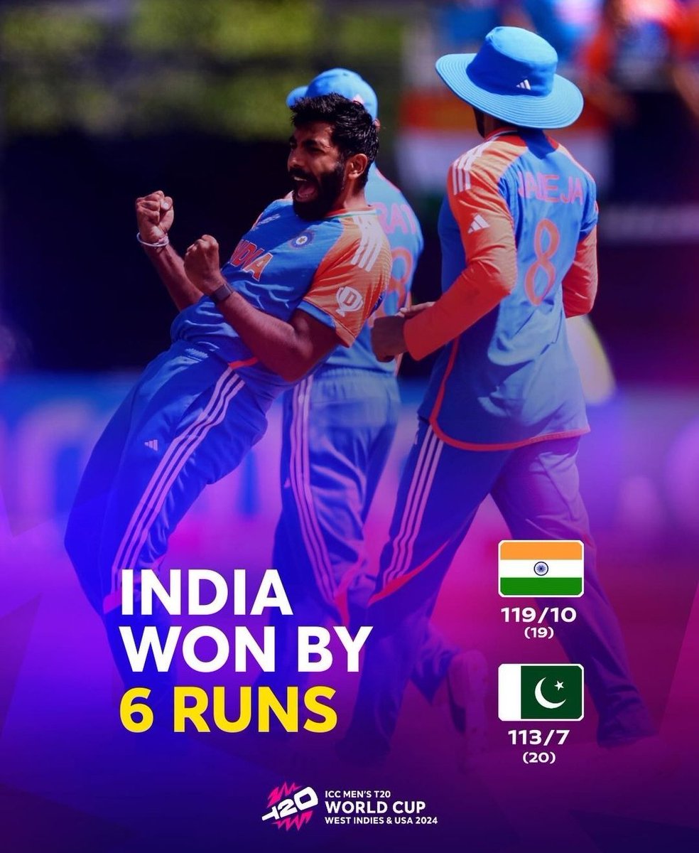 Sumit1882's tweet photo. India Won the match by beating Pakistan with 6 runs.🇮🇳🥳🥳🔥🔥

Hum Jeet Gaye... congratulations India😍🇮🇳
#INDvsPAK #PAKvsIND #india #pakistan #t20USA https://t.co/04TaeTBysJ