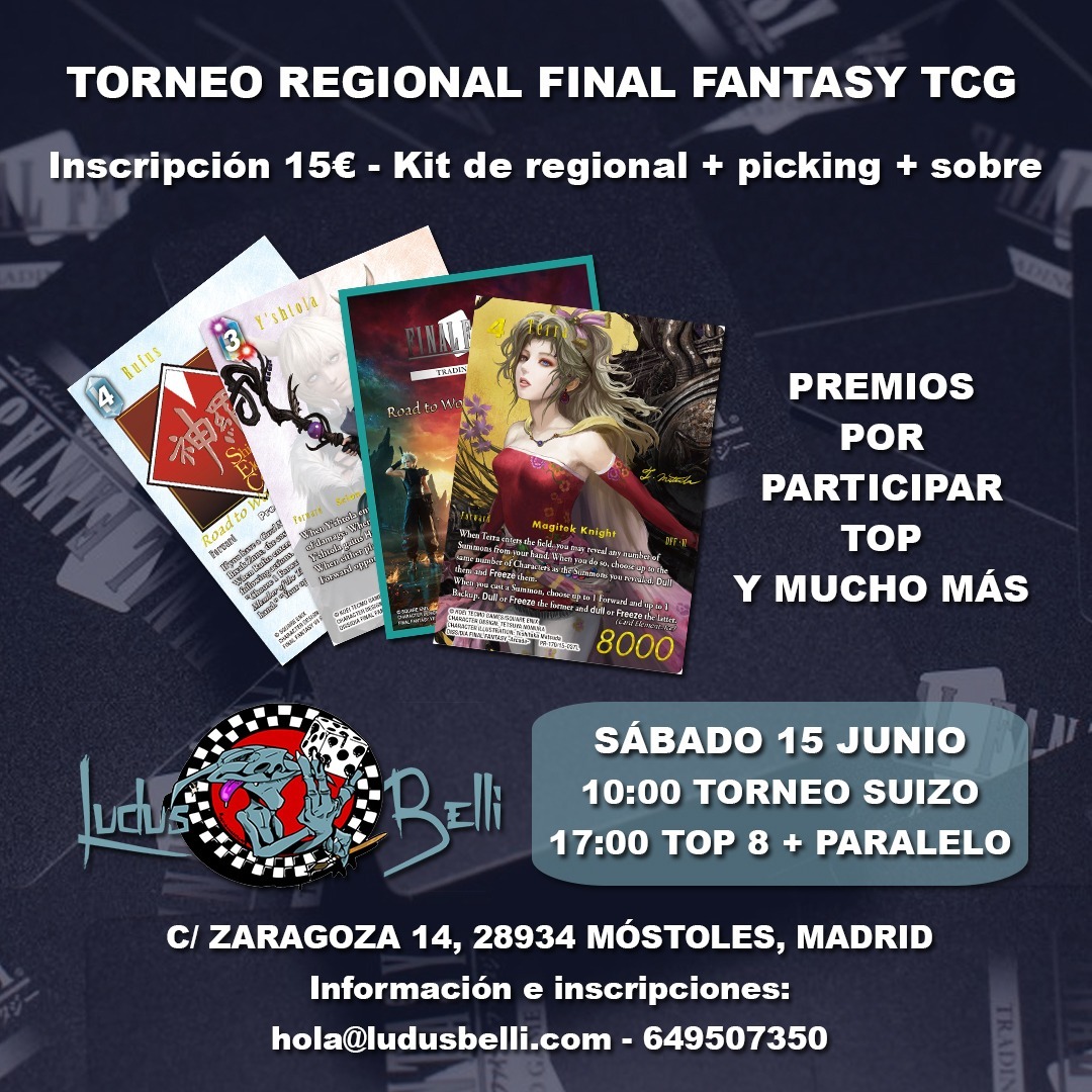 BAvalancha's tweet photo. El próximo 15 de junio se celebrará en @LudusBelli el torneo regional de #FFTCG. ¡Apúntate a esta fantástica cita! https://t.co/CSUH10MHnH