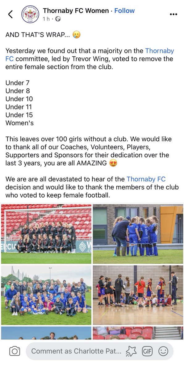 So sad to see and hear this about @ThornabyFCWomen and their youth teams! 😠

Hope that this news gets the deserved traction and attention it deserves!